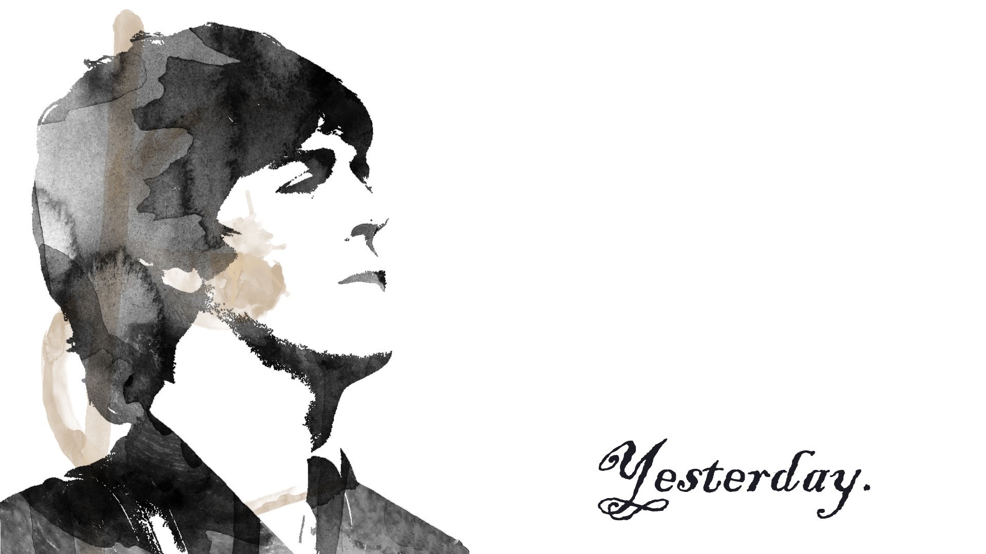 Paul McCartney, Yesterday, The Beatles, Acquerello, Sfondo bianco, wallpaper 1920x1080