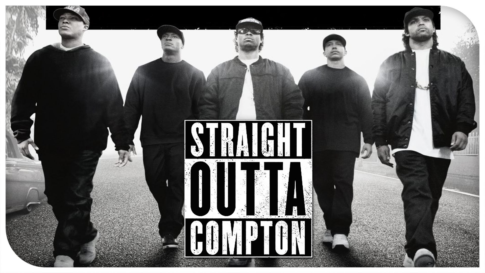 Straight Outta Compton, Cast, Film biografico, Bianco e nero, Full HD, sfondo Windows 11