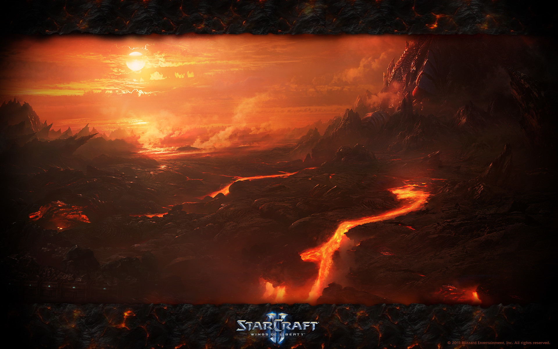 StarCraft II, Lava, Paesaggio vulcanico, Logo, 16:10 Full HD, sfondo widescreen