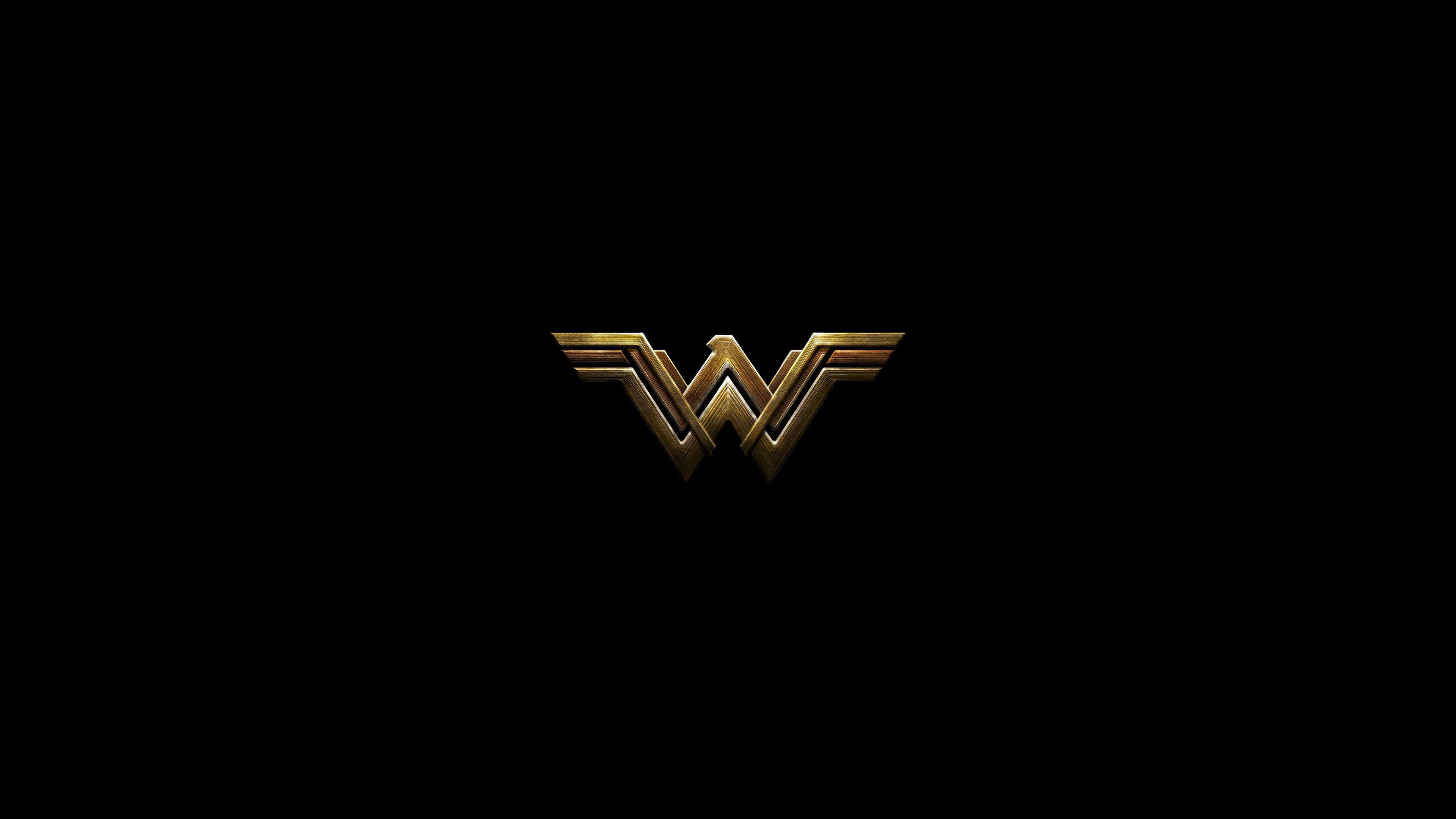 Wonder Woman, Logo WW, Sfondo nero, Minimalista, 4K, wallpaper per computer