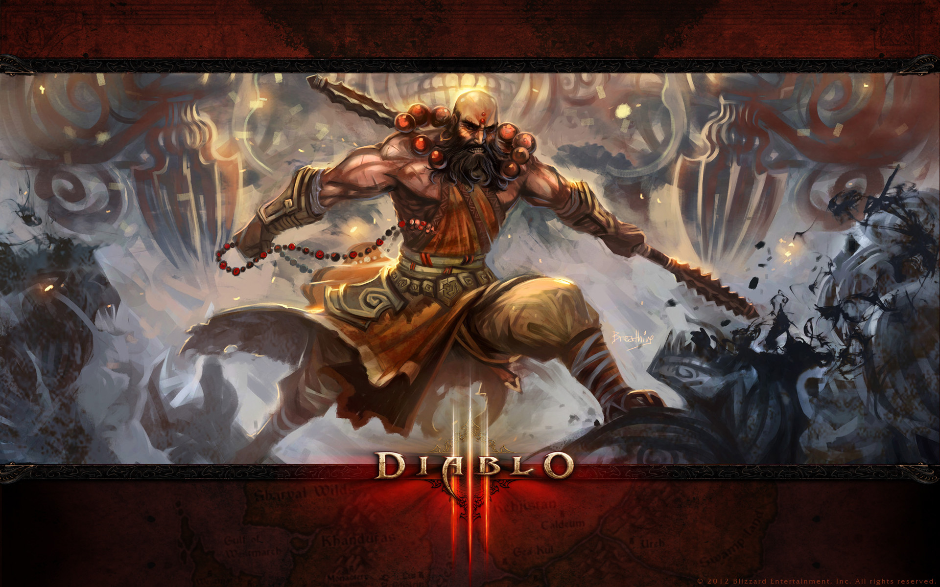 Monaco (Diablo III), Diablo III, Blizzard, Arte fantasy, Bastone, sfondo MacBook Pro