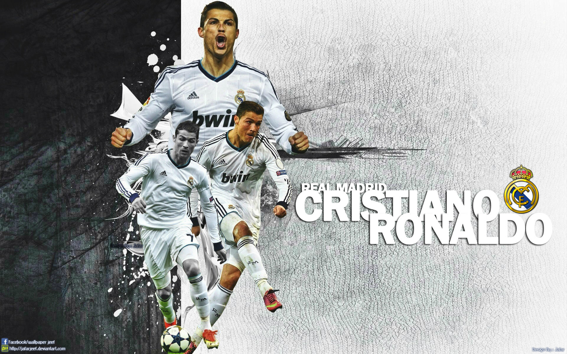 Cristiano Ronaldo, Real Madrid, Collage, Schizzi di vernice, 16:10 Full HD, sfondo widescreen