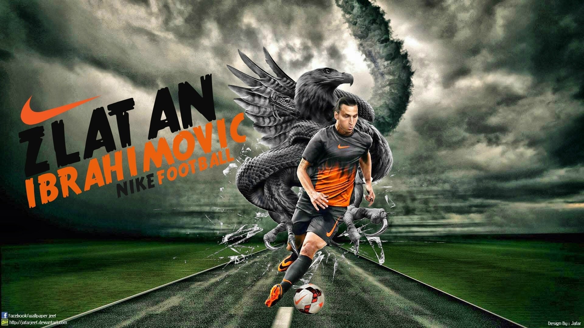 Zlatan Ibrahimović, Nike Football, Aquila, Arte digitale, 16:9 Full HD, sfondo widescreen