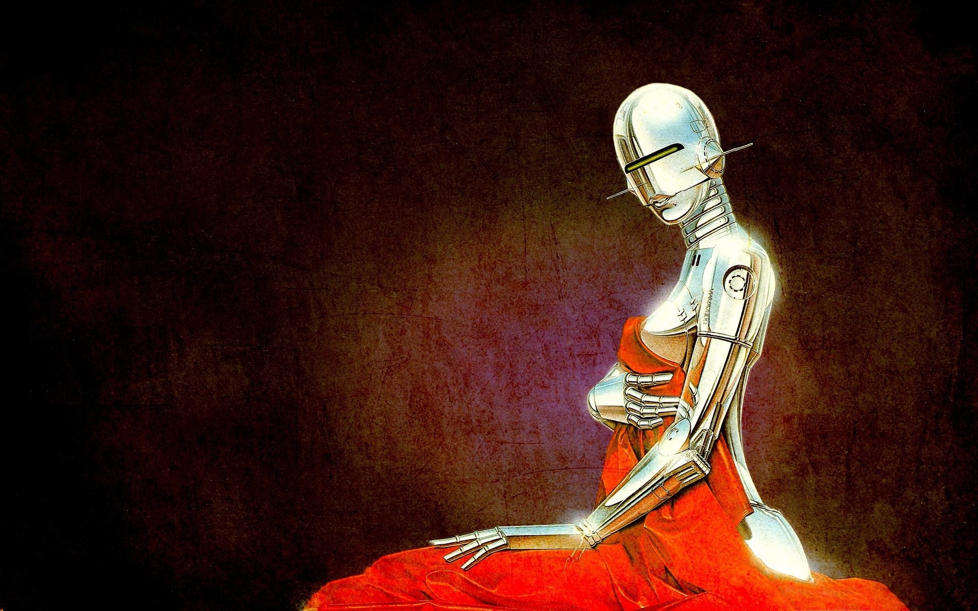 Hajime Sorayama, Robot femminile, Cromato, Rosso, 1920x1200, sfondo per PC