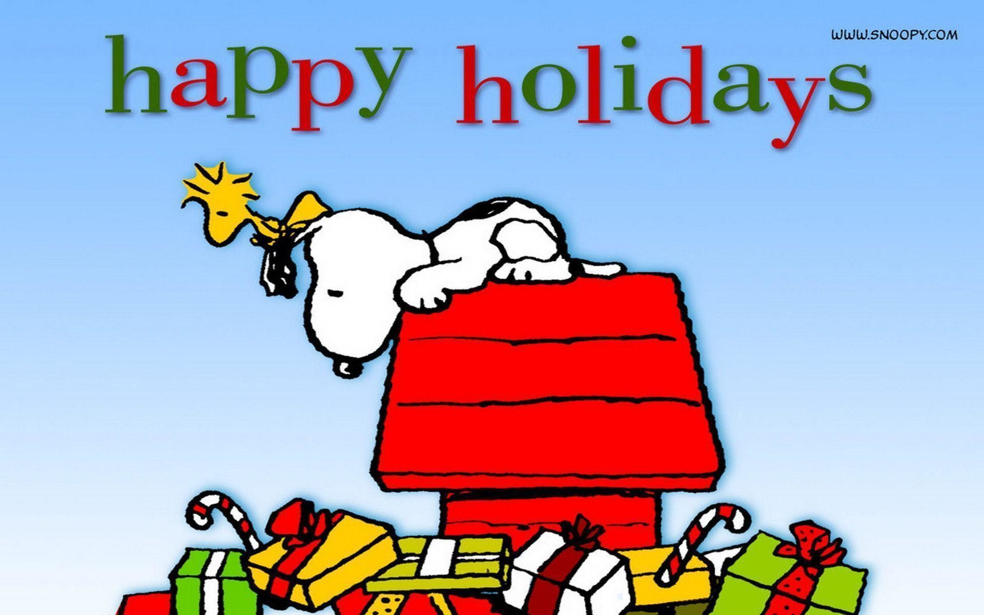 Snoopy, Woodstock, Happy Holidays, Regali di Natale, 1920x1200, sfondo per PC