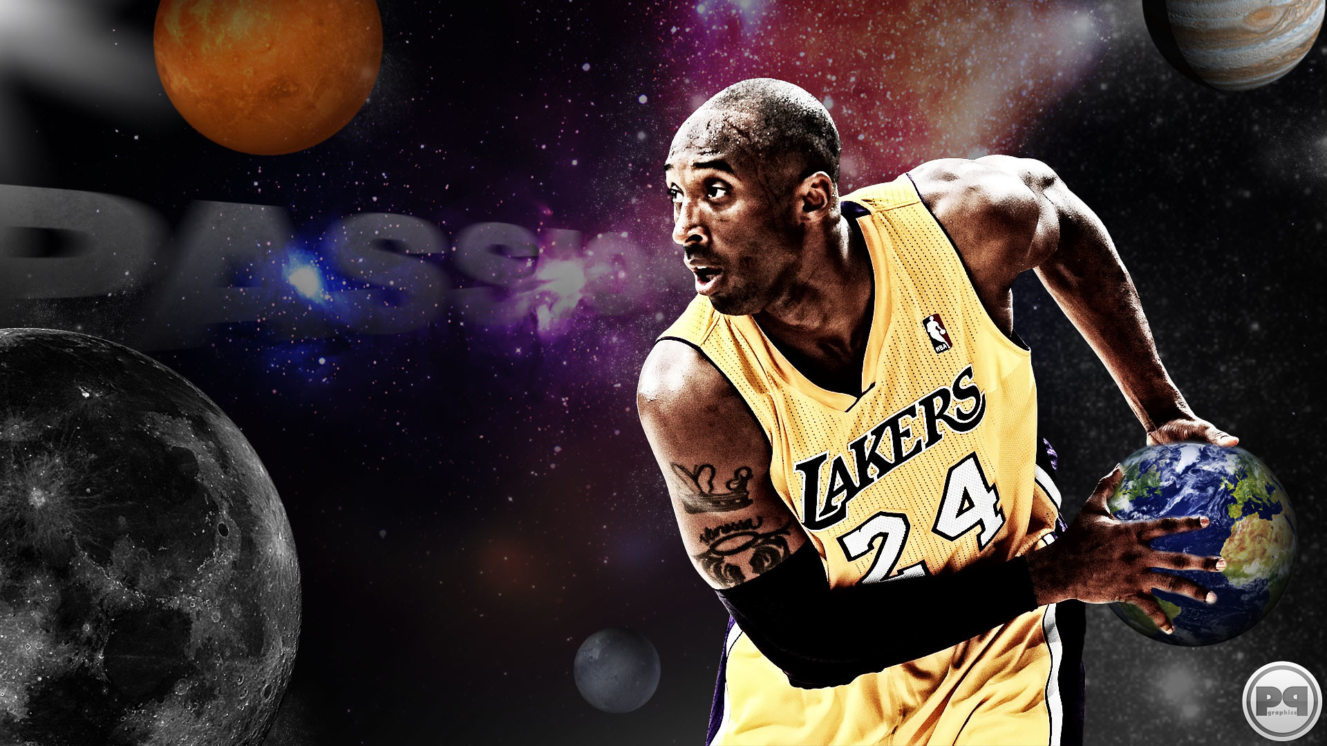 Kobe Bryant, Los Angeles Lakers, Passion, Spazio, Pianeti, 16:9 Full HD, wallpaper widescreen