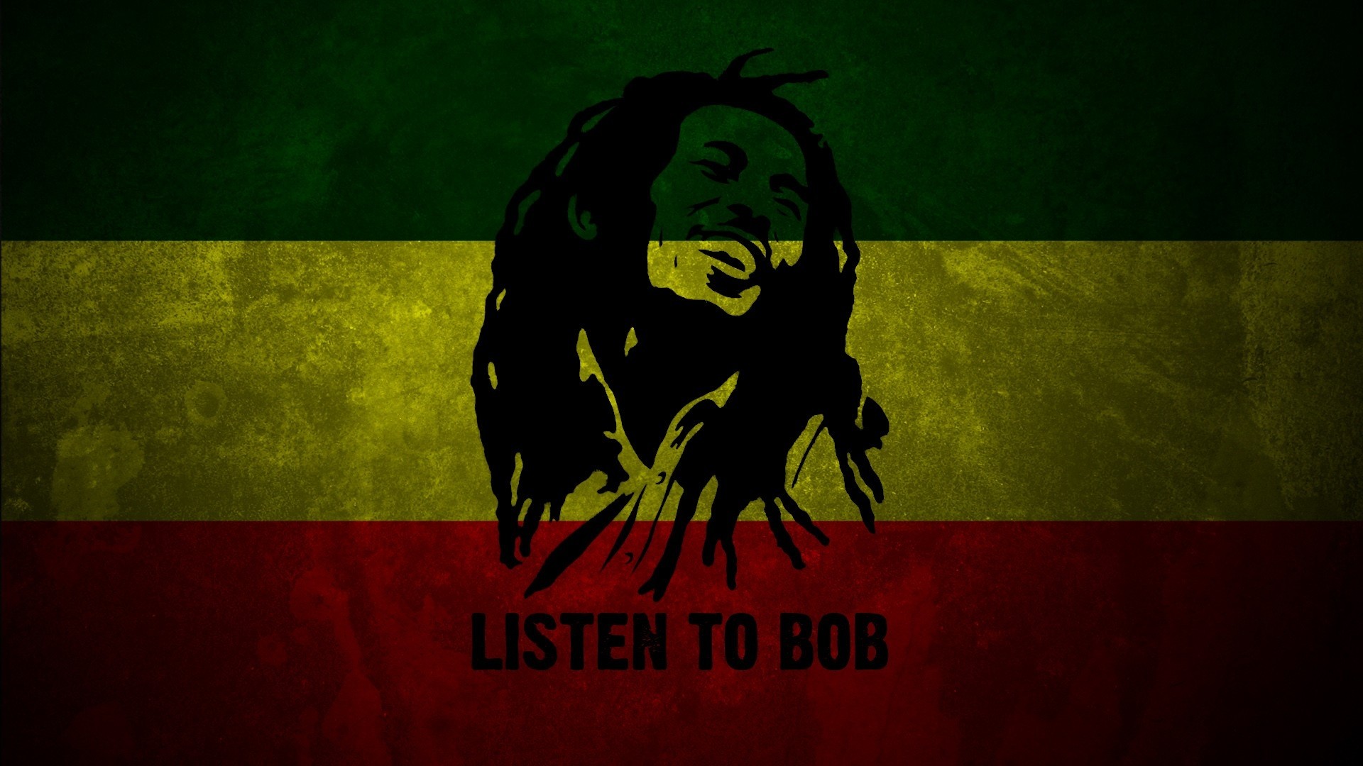 Bob Marley, Listen to Bob, Bandiera rasta, Silhouette, Full HD, sfondo Windows 11