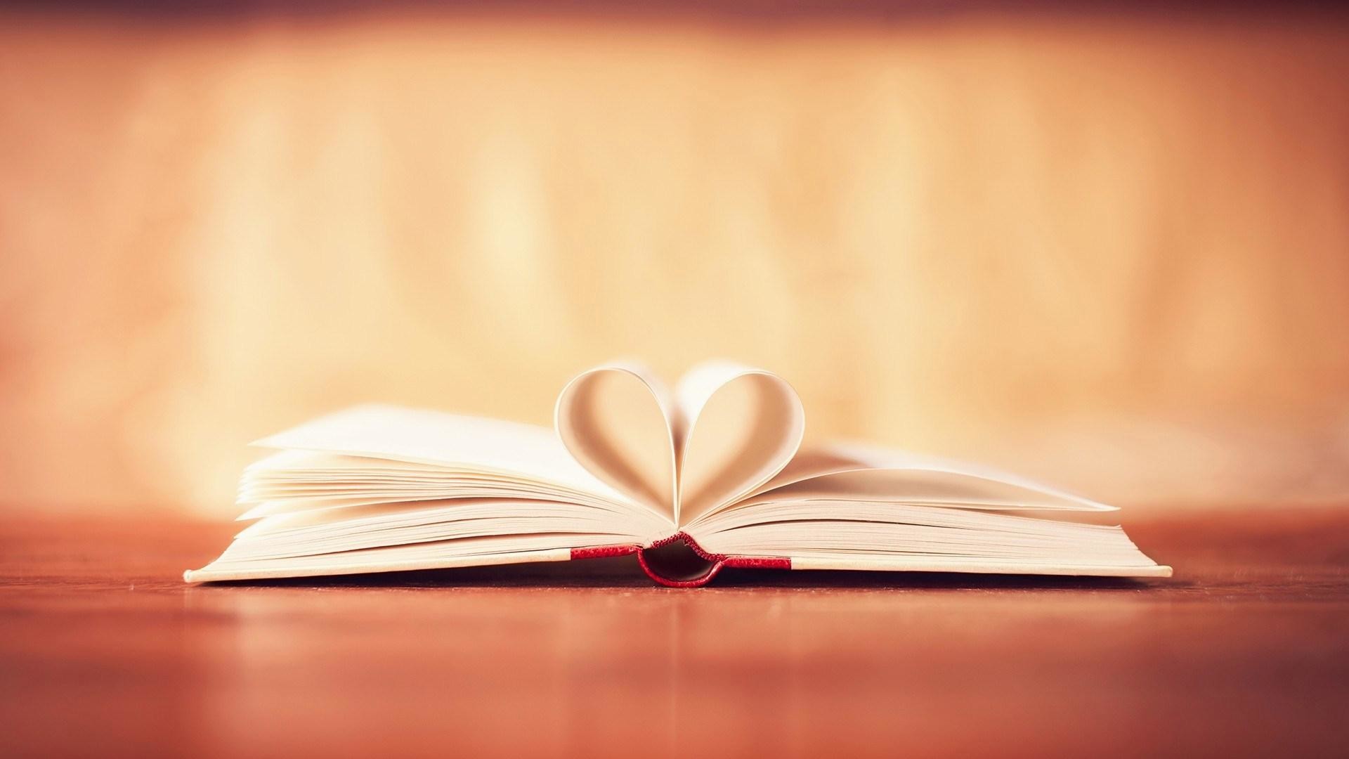 Cuore di pagine, Libro aperto, Rosa, Amore, Full HD, sfondo per PC e portatile