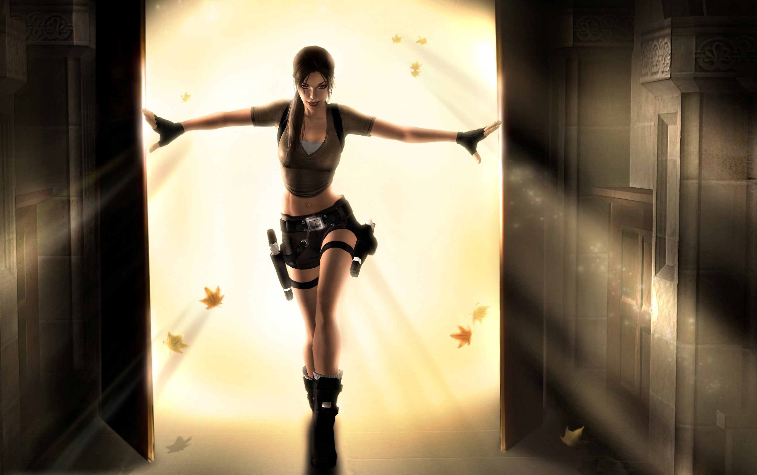 Lara Croft, Tomb Raider: Anniversary, Porta, Luce, 2K, wallpaper per portatile
