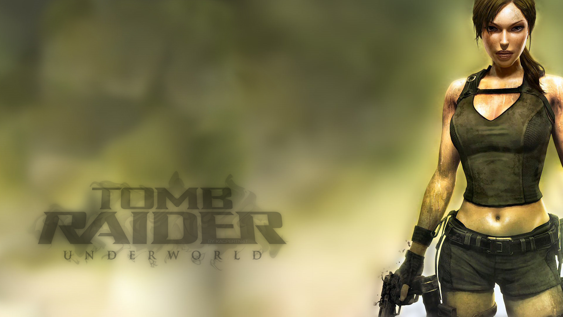Lara Croft, Tomb Raider: Underworld, Logo, Pistola, Full HD, sfondo desktop