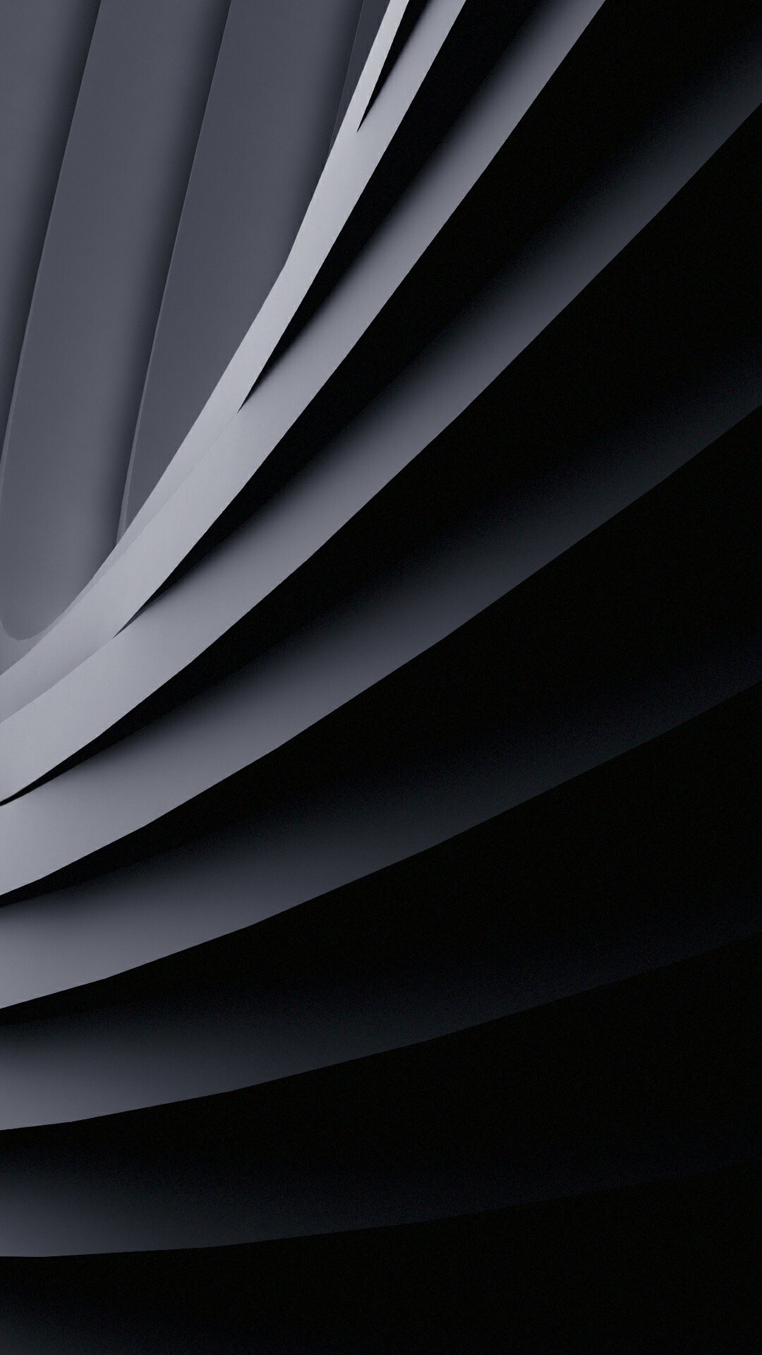 Strati curvi, Grigio, Nero, Dark, Astratto, Full HD, sfondo per smartphone