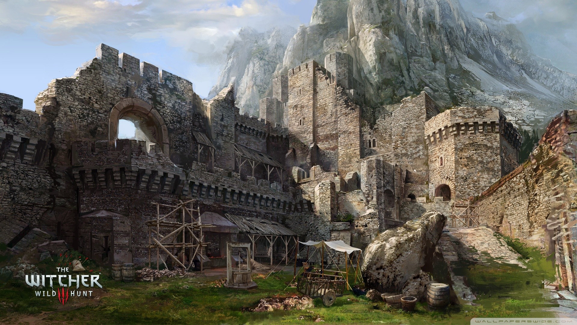 The Witcher 3: Wild Hunt, Castello, Rovine, Montagne, 16:9 Full HD, wallpaper widescreen