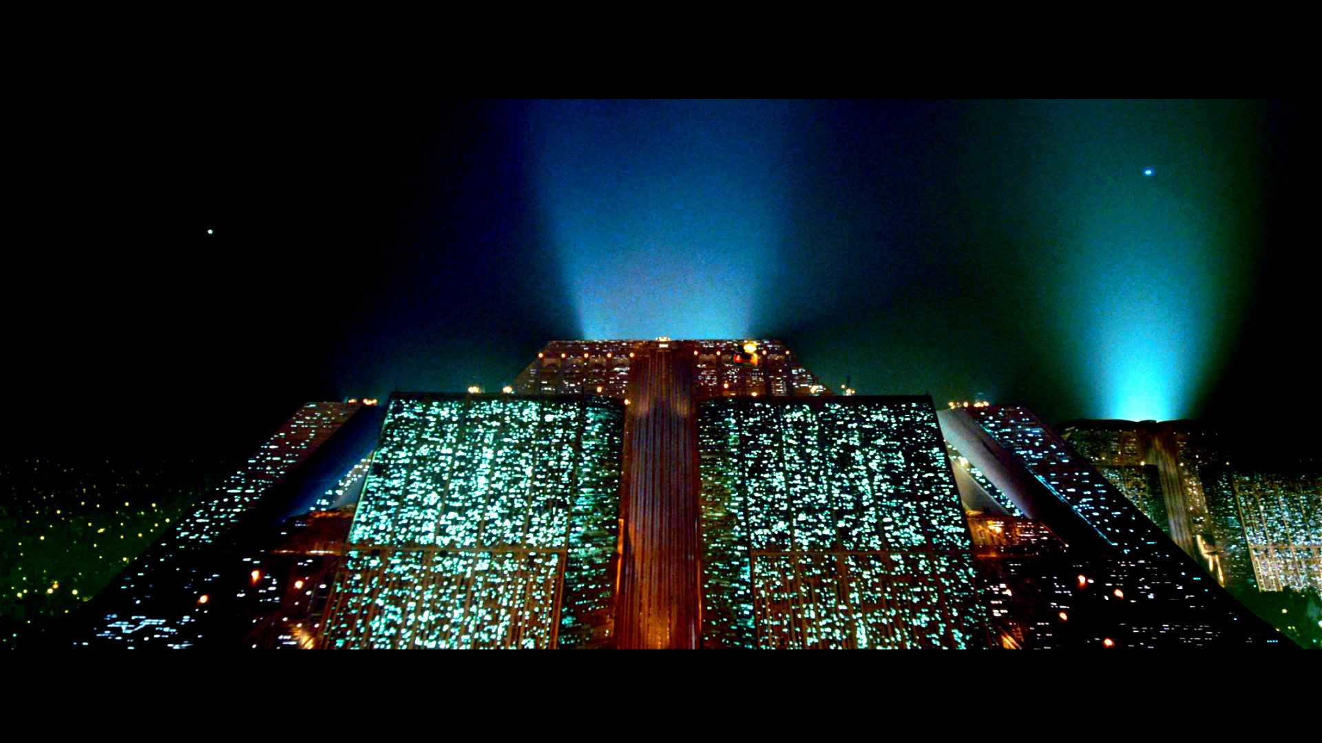 Blade Runner, Tyrell Corporation, Piramide, Notte, Fasci di luce, sfondo desktop Full HD