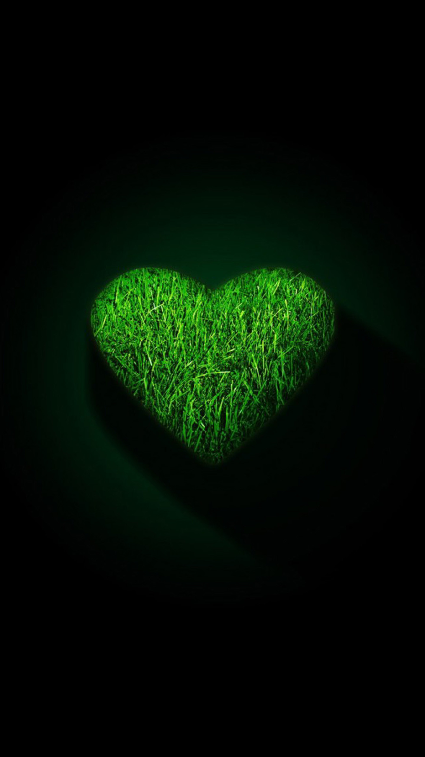 Cuore, Erba, Verde, Sfondo nero, schermata Home Galaxy S7