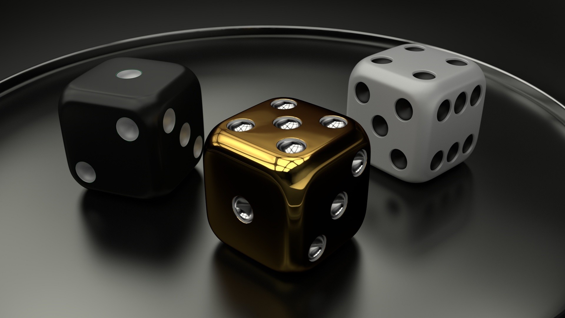 Dadi, Oro, Bianco e nero, 3D, sfondo Full HD per desktop
