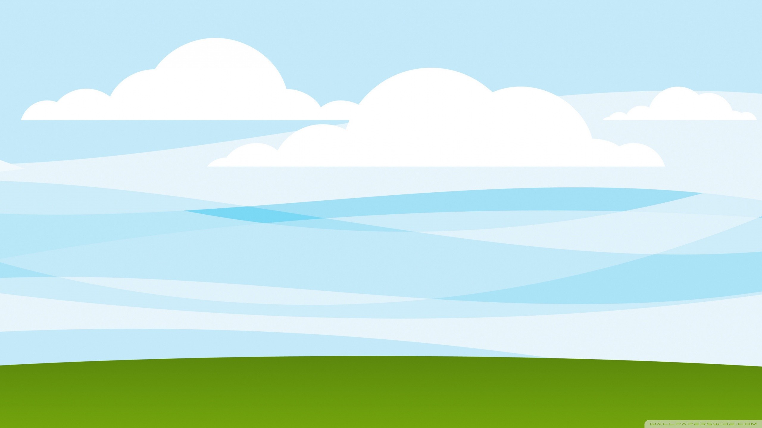 Minimalismo, Cielo, Nuvole, Prato, 2560x1440, sfondo per PC