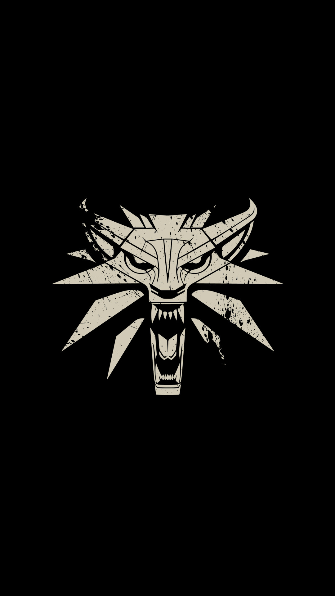 Medaglione del Lupo, The Witcher, Sfondo nero, Minimalismo, 1080x1920, schermata di blocco iPhone