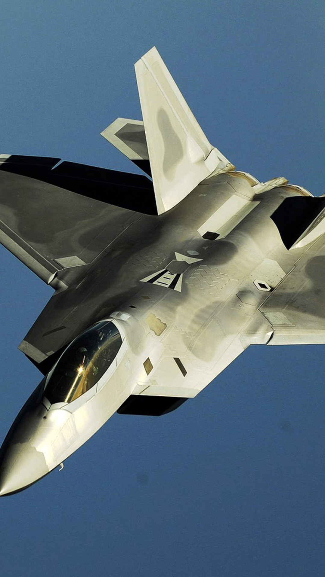 F-22 Raptor, Caccia stealth, Cielo blu, Full HD, sfondo per smartphone