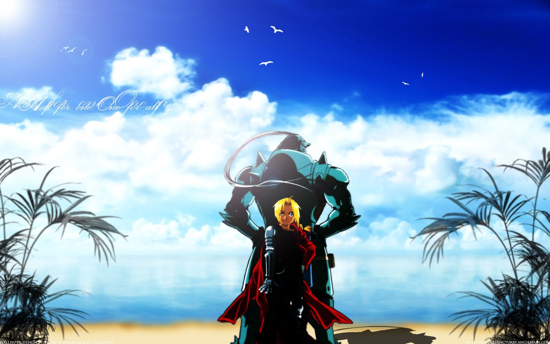 Edward Elric, Alphonse Elric, Fullmetal Alchemist: Brotherhood, Spiaggia, Cielo, sfondo desktop