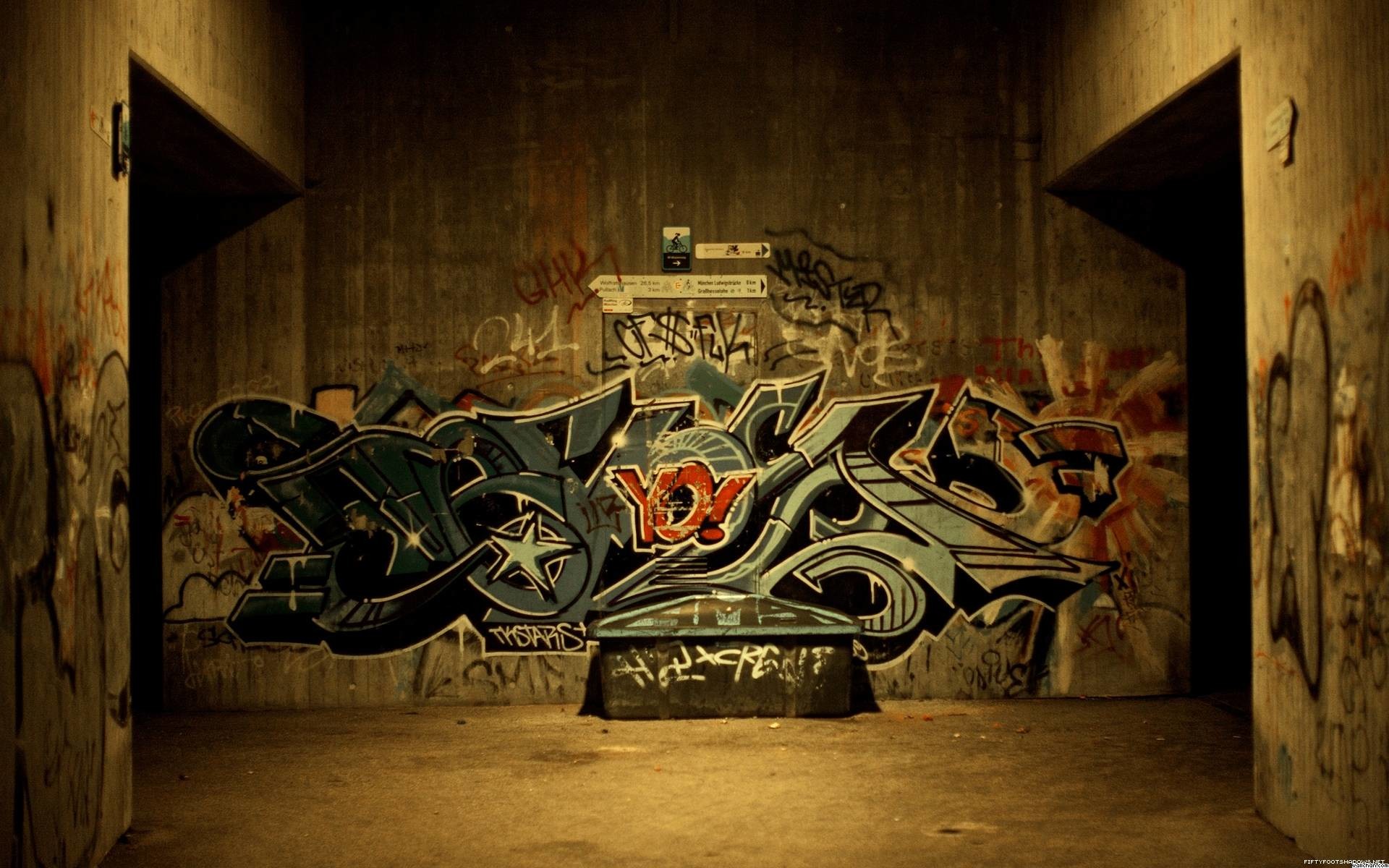 Graffiti, Stanza abbandonata, Muro, Seppia, 1920x1200, immagine di sfondo