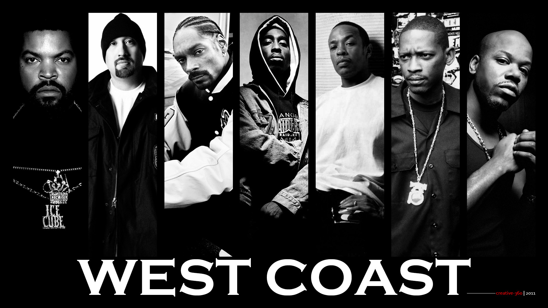 Tupac Shakur, Ice Cube, Snoop Dogg, Dr. Dre, West Coast, Hip hop, sfondo 16:9 Full HD