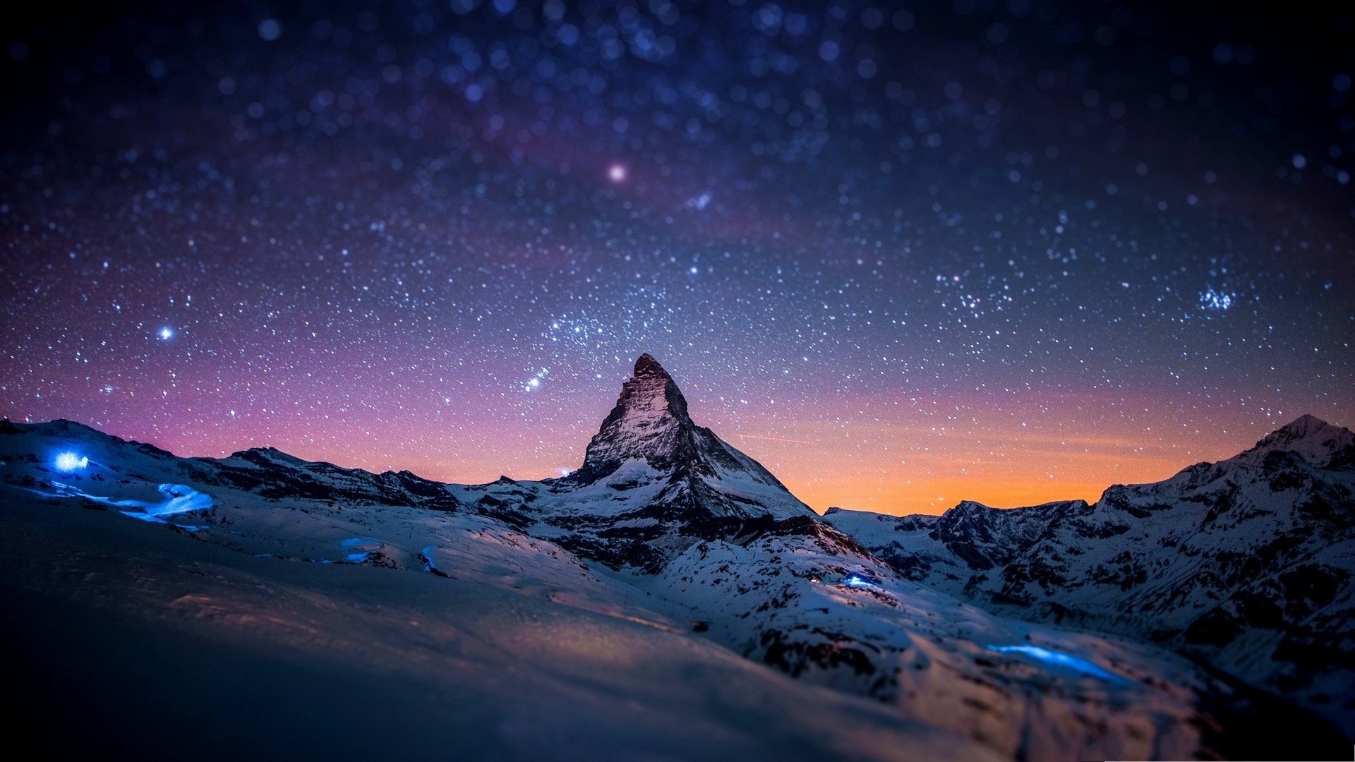 Cervino, Matterhorn, Alpi, Cielo stellato, Full HD 1080p, sfondo desktop