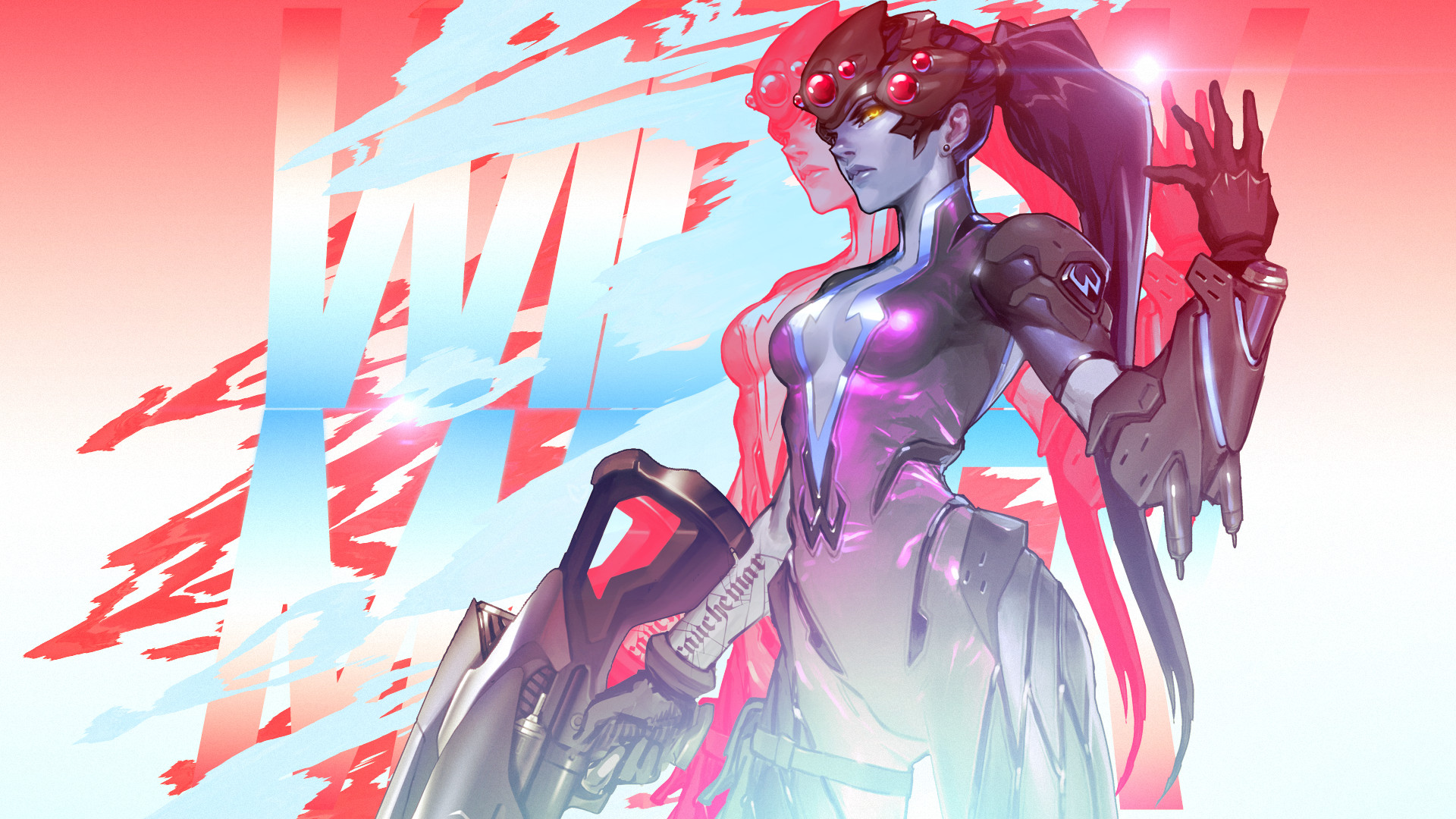 Widowmaker, Overwatch, Fucile da cecchino, Rosso, Full HD, sfondo Windows 11