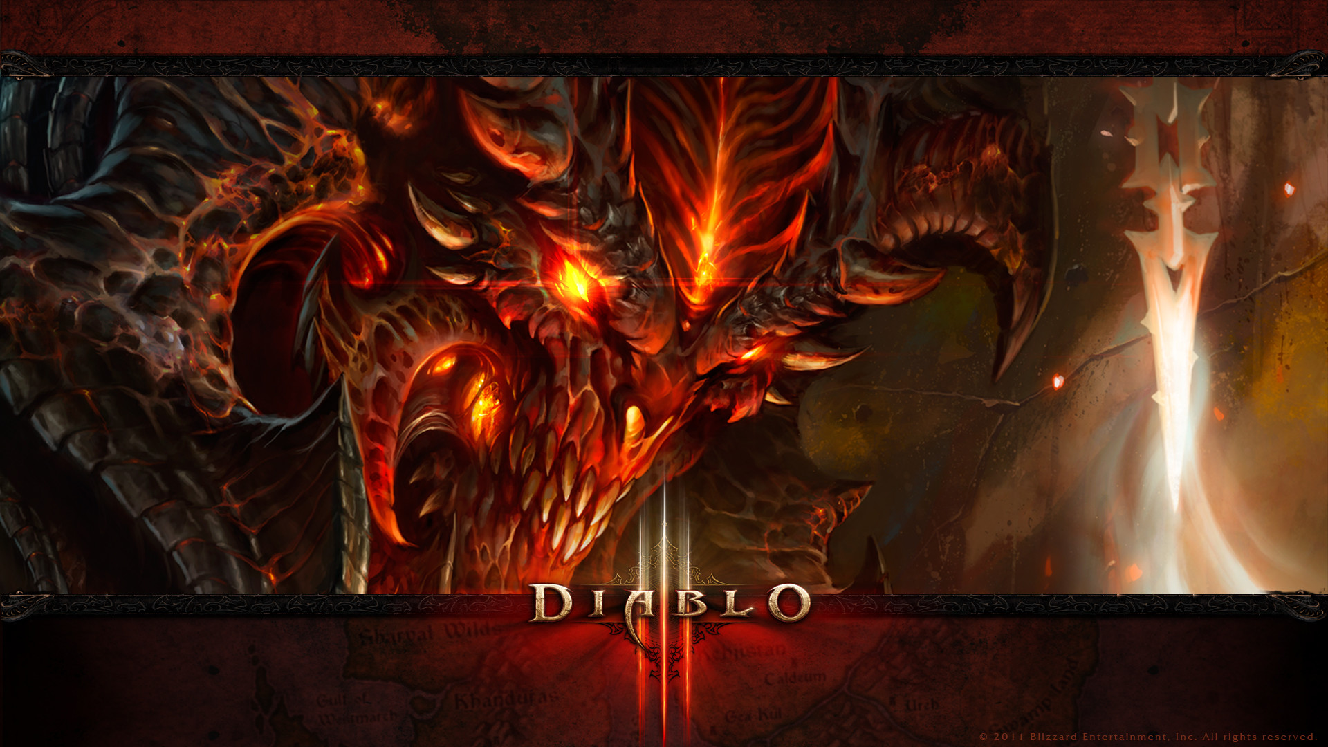 Diablo, Diablo III, Logo, Fiamme, 16:9 Full HD, sfondo widescreen