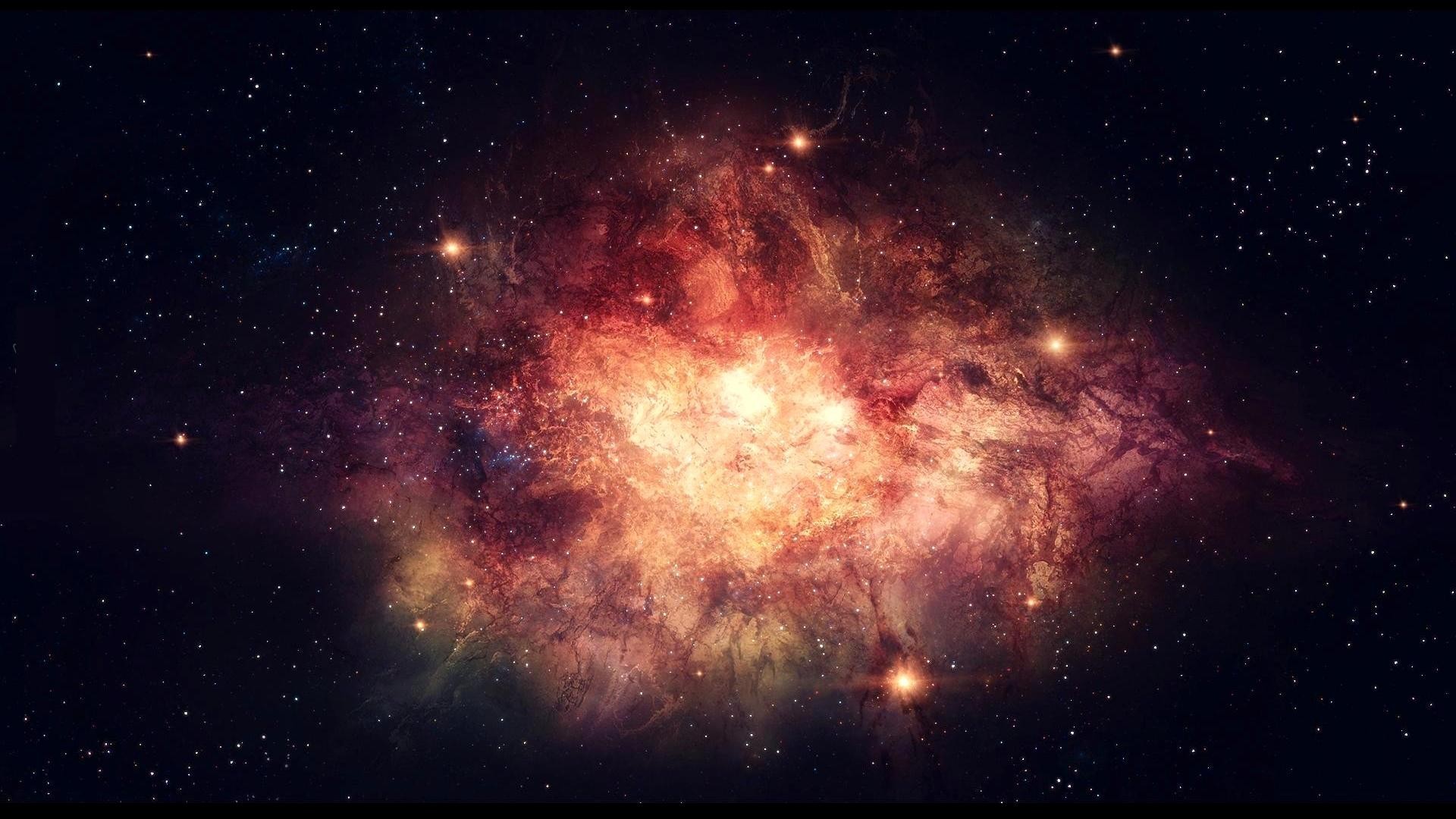Nebulosa, Spazio, Stelle, Rosa e oro, 16:9 Full HD, sfondo widescreen