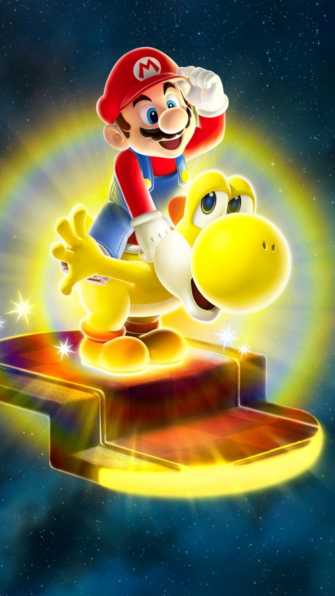 Mario, Yoshi, Super Mario Galaxy, Nintendo, sfondo Android verticale