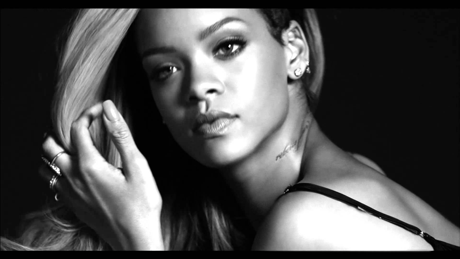 Rihanna, Bianco e nero, Ritratto, 16:9 Full HD, sfondo widescreen