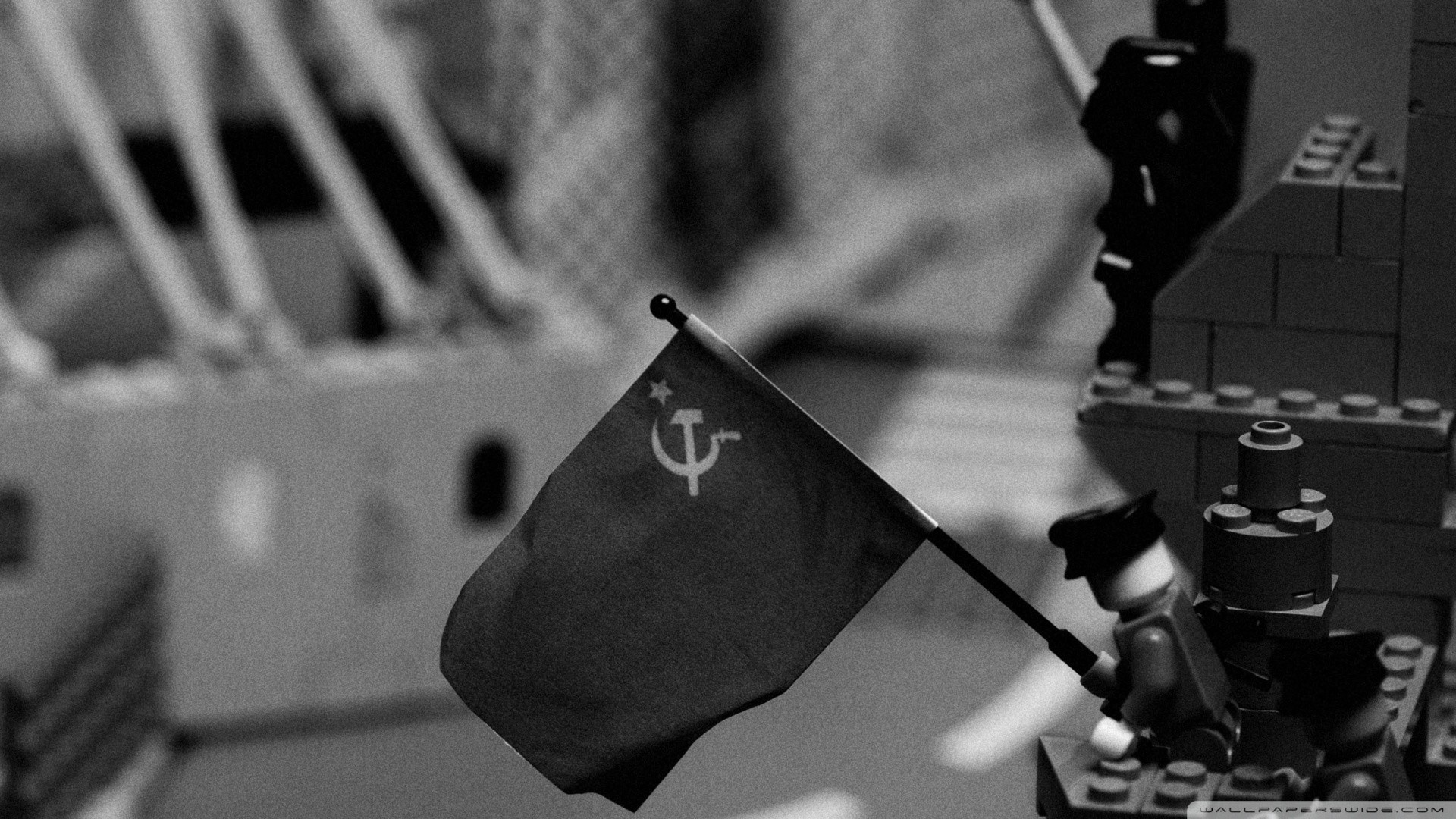 Bandiera sovietica, LEGO, Bianco e nero, Diorama, 1920x1080, immagine di sfondo