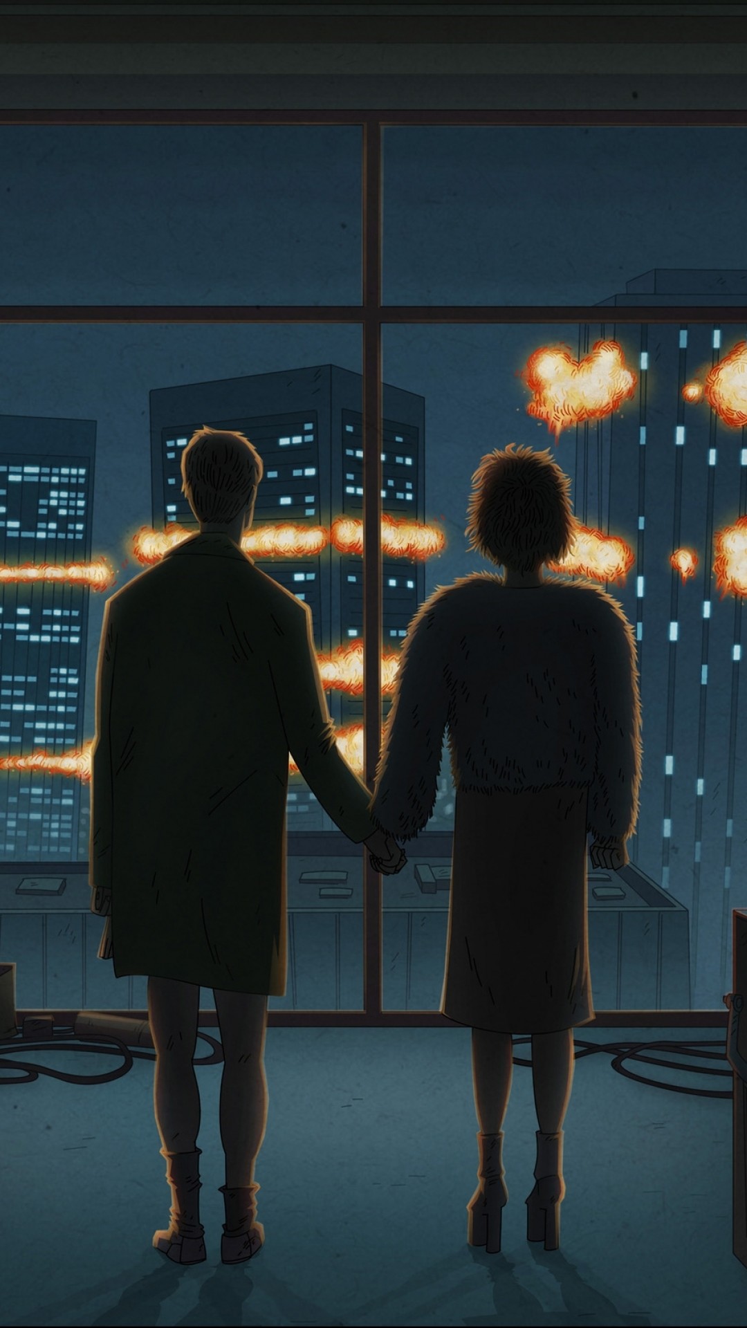Fight Club, Edward Norton, Helena Bonham Carter, Finale, Città notturna, schermata di blocco smartphone