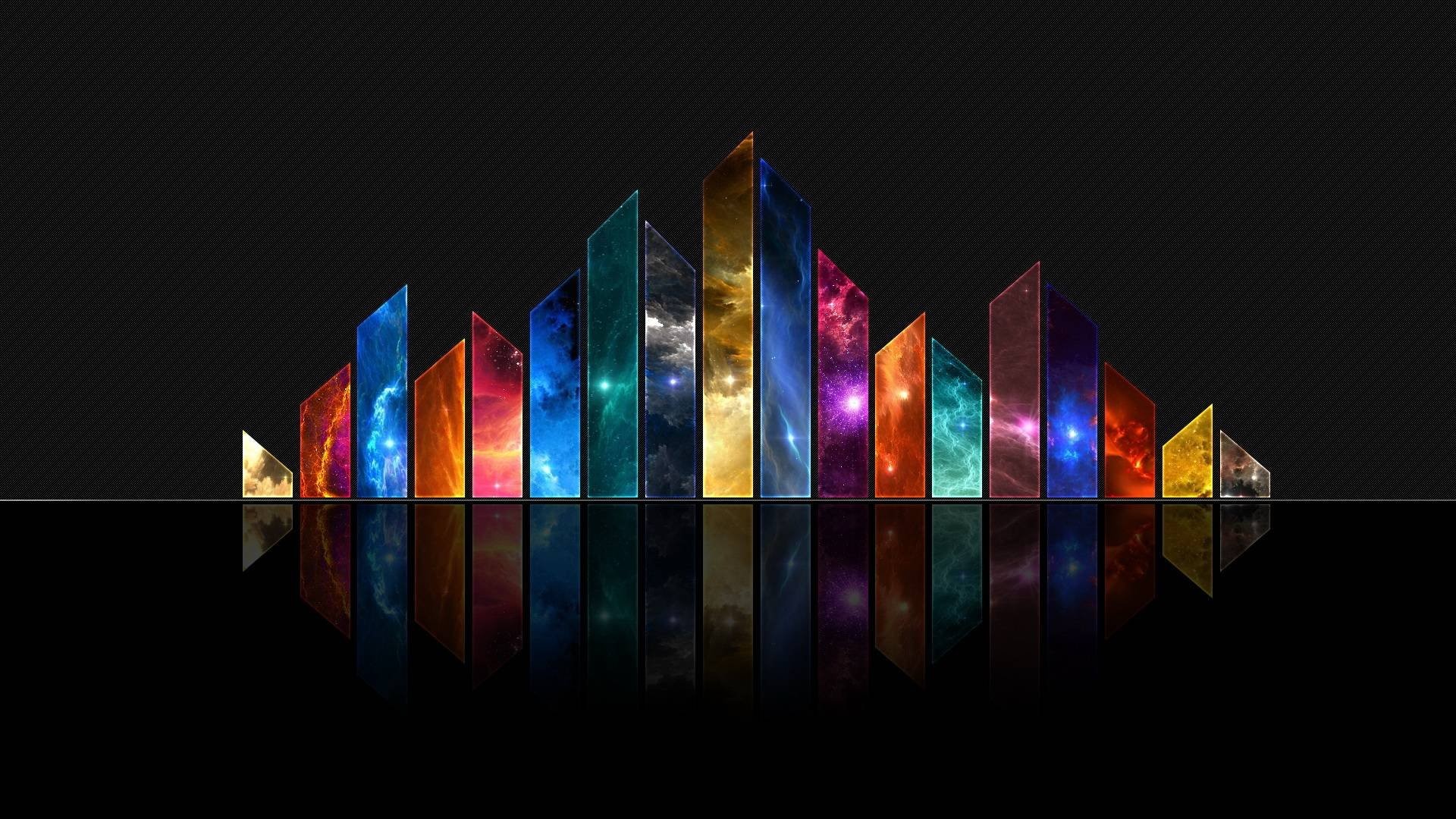 Prismi, Galassie, Riflesso, Sfondo nero, 1920x1080, wallpaper desktop