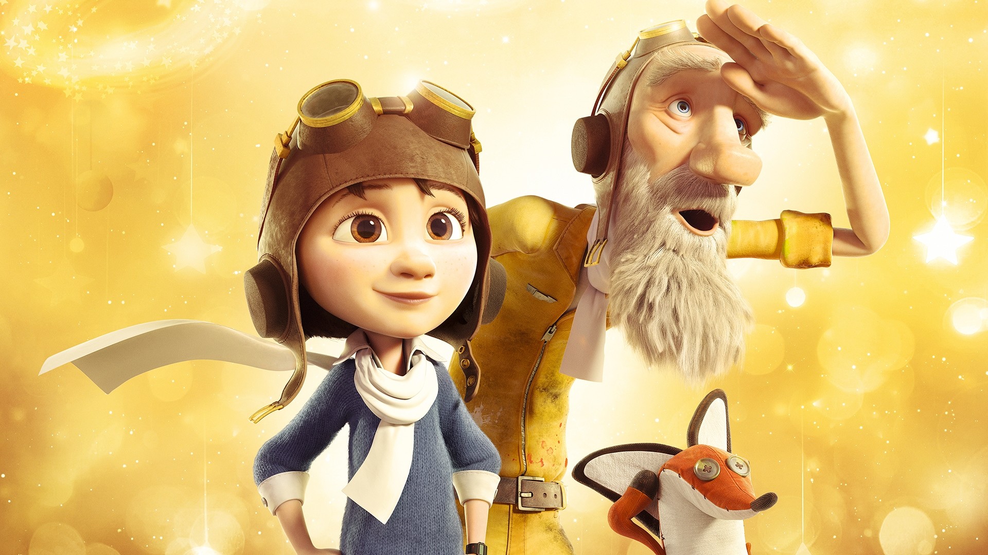 La bambina, L'aviatore, La volpe, Il Piccolo Principe (film 2015), Giallo, sfondo Full HD per portatile