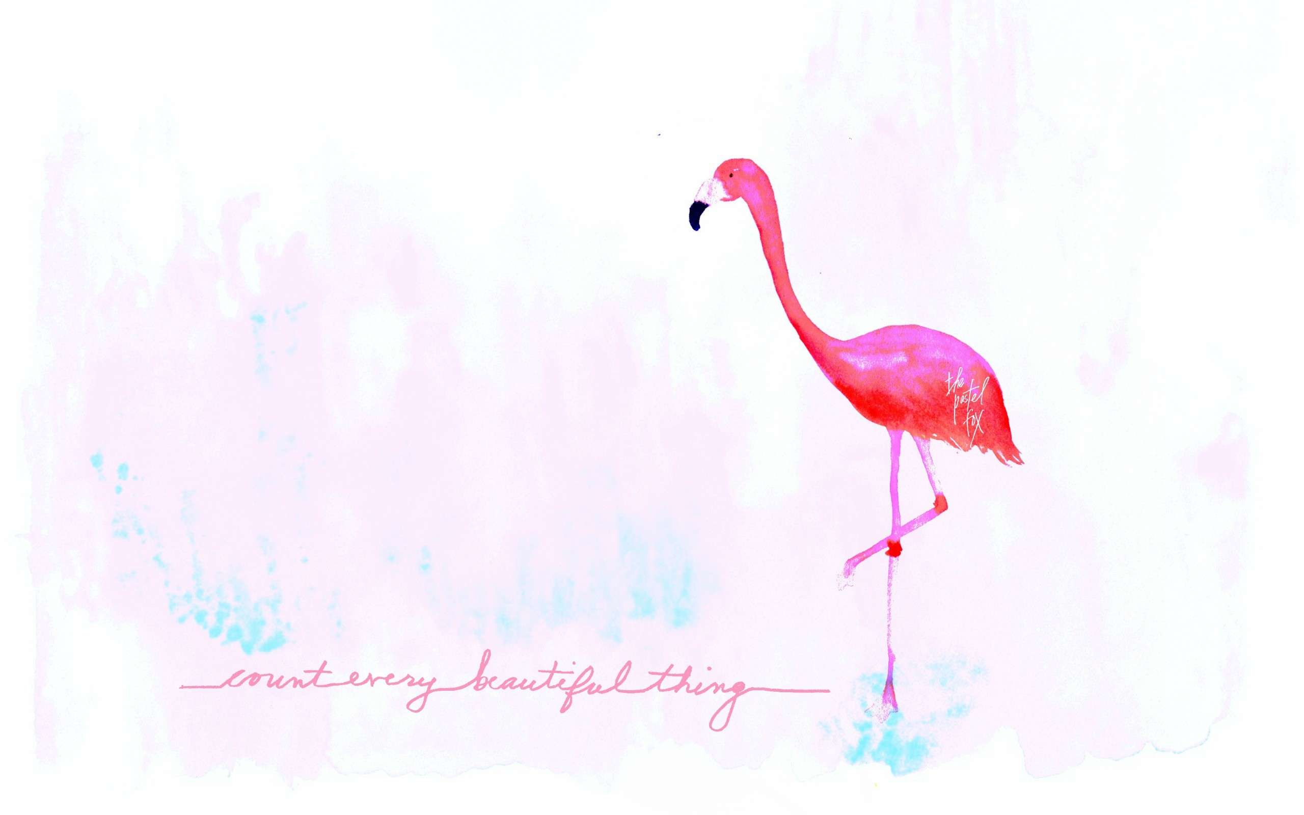 Fenicottero rosa, Acquerello, Minimalismo, Sfondo bianco, 2K, wallpaper per PC