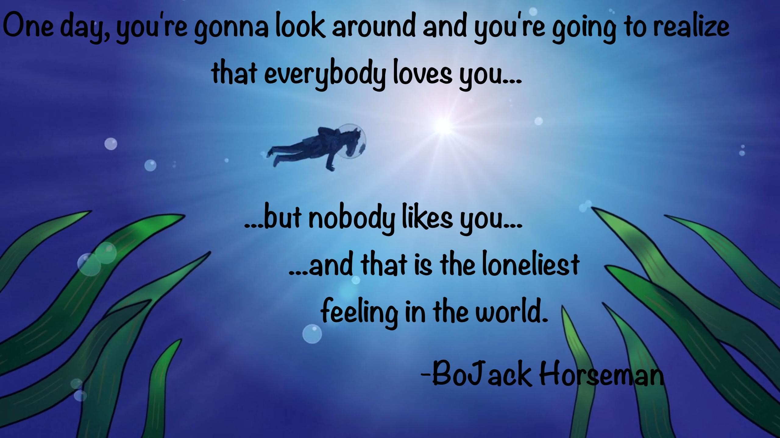 BoJack Horseman, Citazione, Sott'acqua, Blu, 2K, sfondo desktop