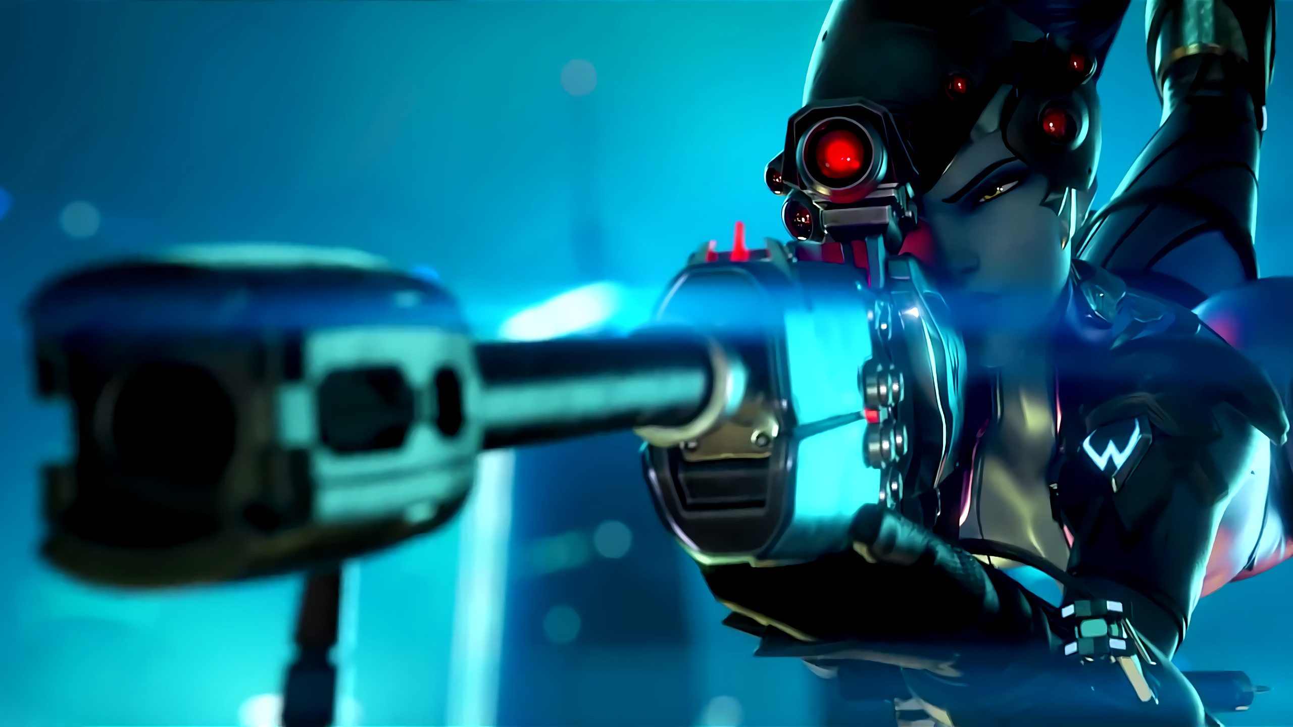 Widowmaker, Overwatch, Fucile di precisione, Blu, 16:9 2K, sfondo widescreen