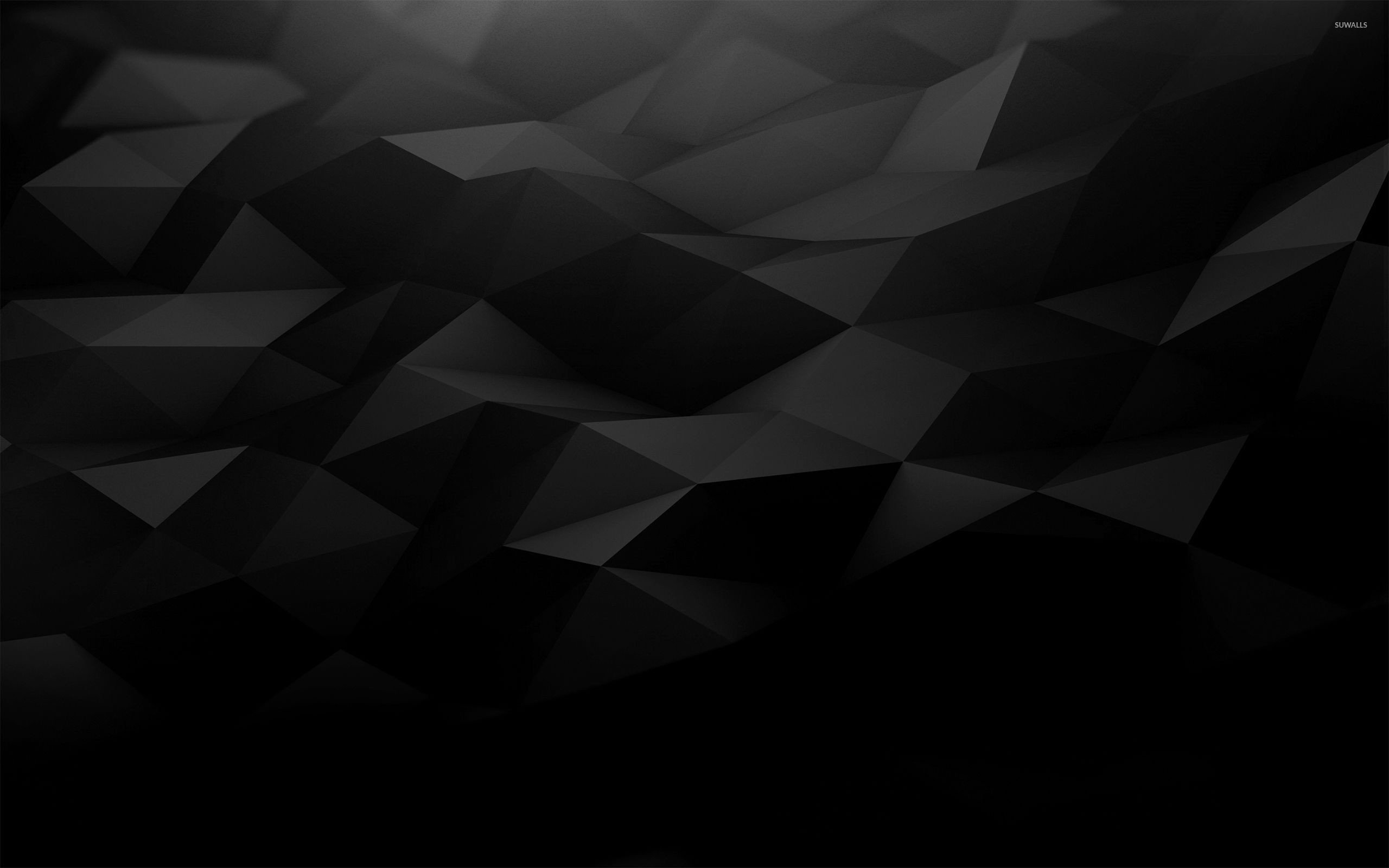 Low poly, Nero, Scuro, Minimalista, 2K, wallpaper per PC