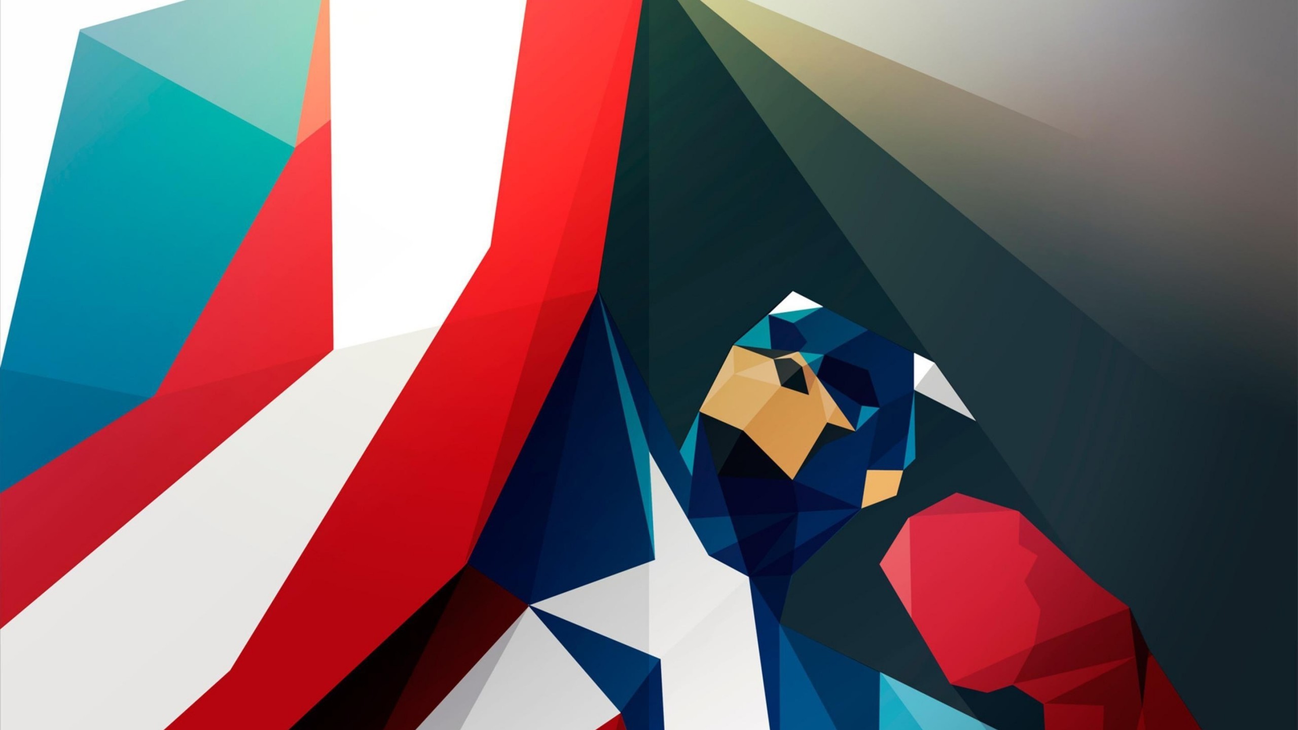 Capitan America, Low poly, Arte geometrica, 2K, sfondo desktop