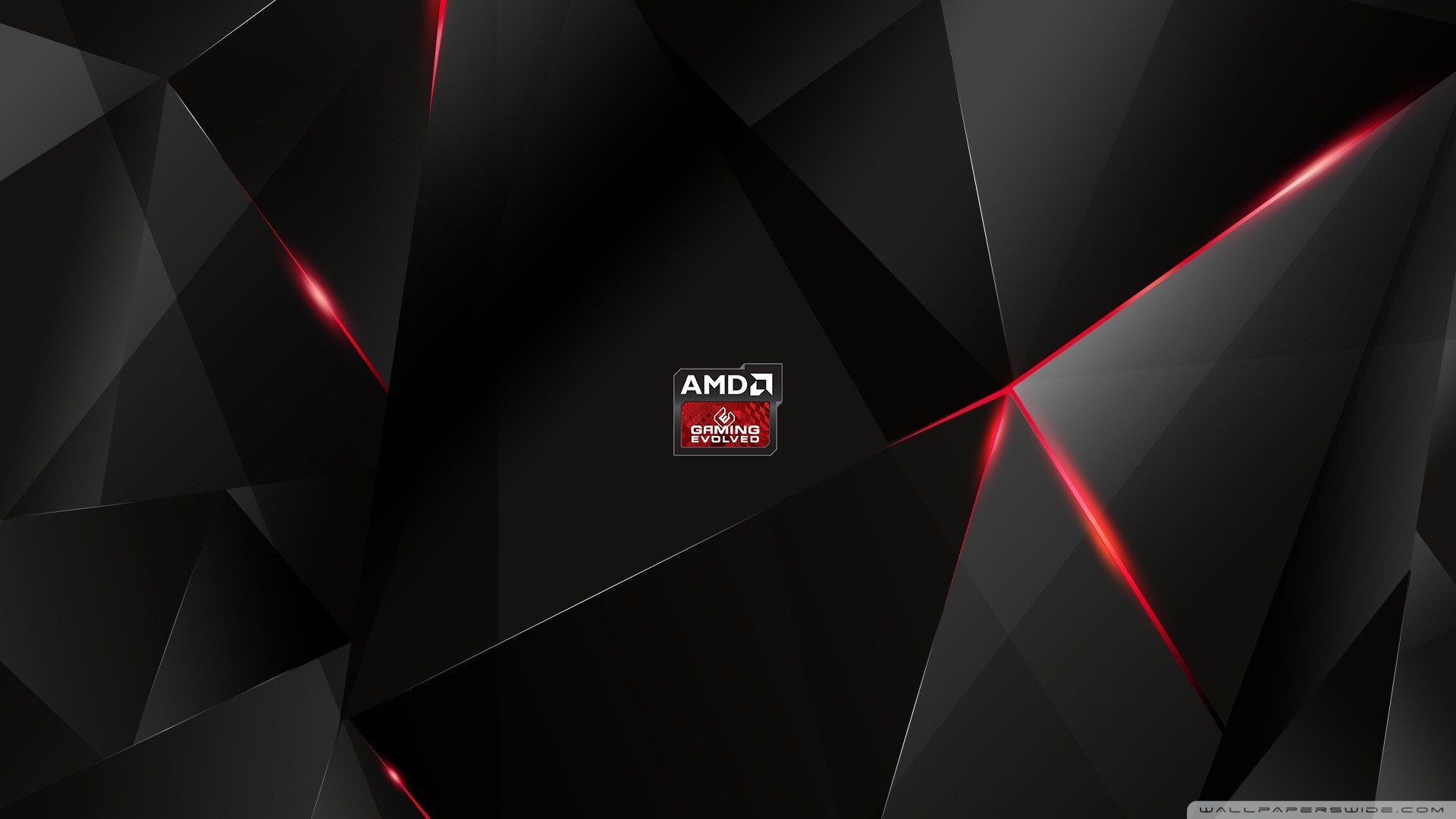 AMD, Low poly, Nero, Rosso, 1920x1080, sfondo per PC