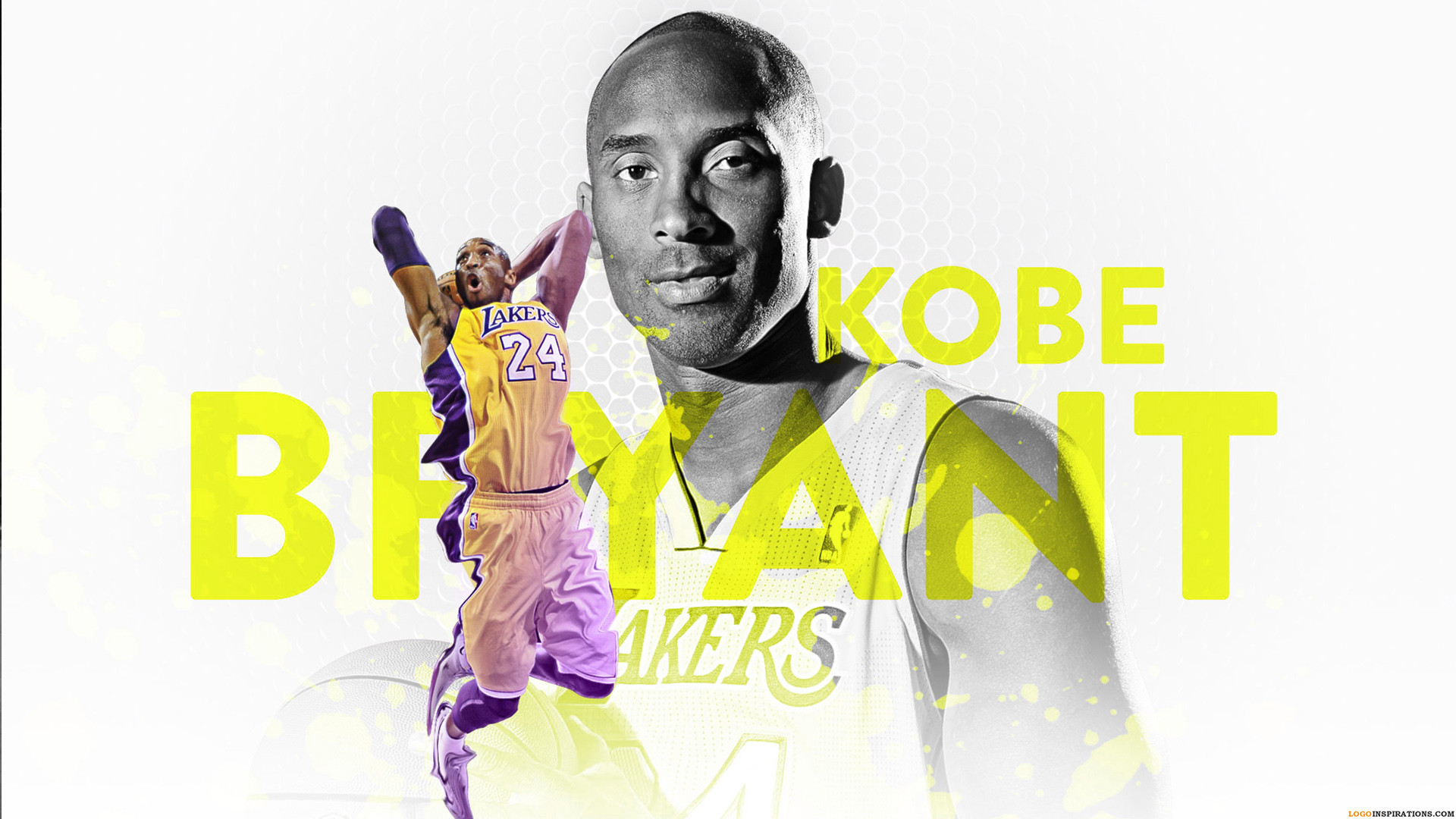 Kobe Bryant, Los Angeles Lakers, Tipografia, Giallo, Full HD 1080p, sfondo desktop