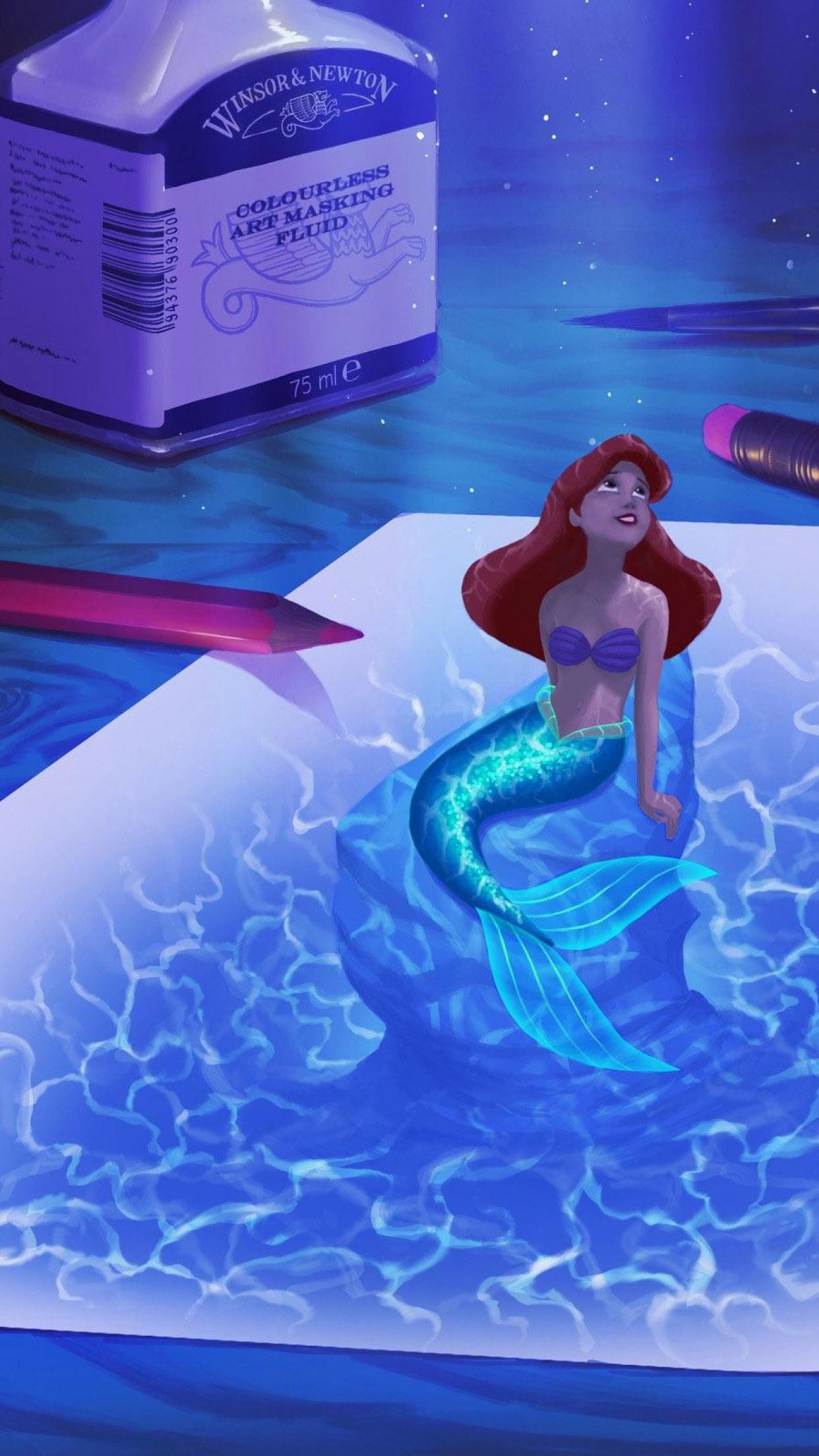 Ariel, La Sirenetta, Disney, Sirena, Libro, sfondo iPhone verticale