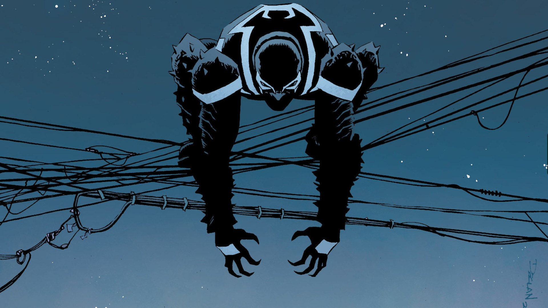 Agent Venom, Fili elettrici, Notte, Silhouette, 1920x1080, wallpaper desktop