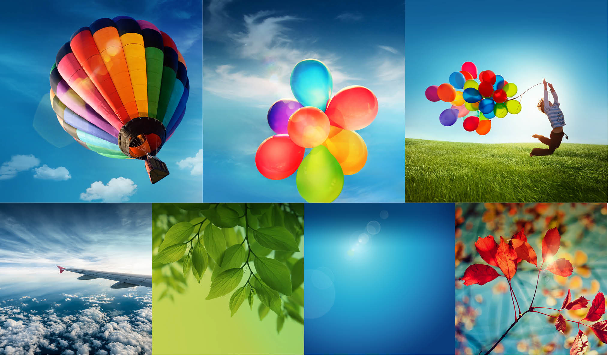Samsung Galaxy S4, Collage, Mongolfiera, Palloncini, Foglie, Full HD, wallpaper per PC