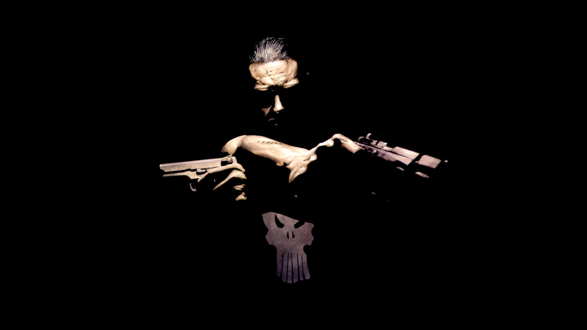 Frank Castle, The Punisher, Pistole, Ombra, Fumetto, Full HD, sfondo Windows 11