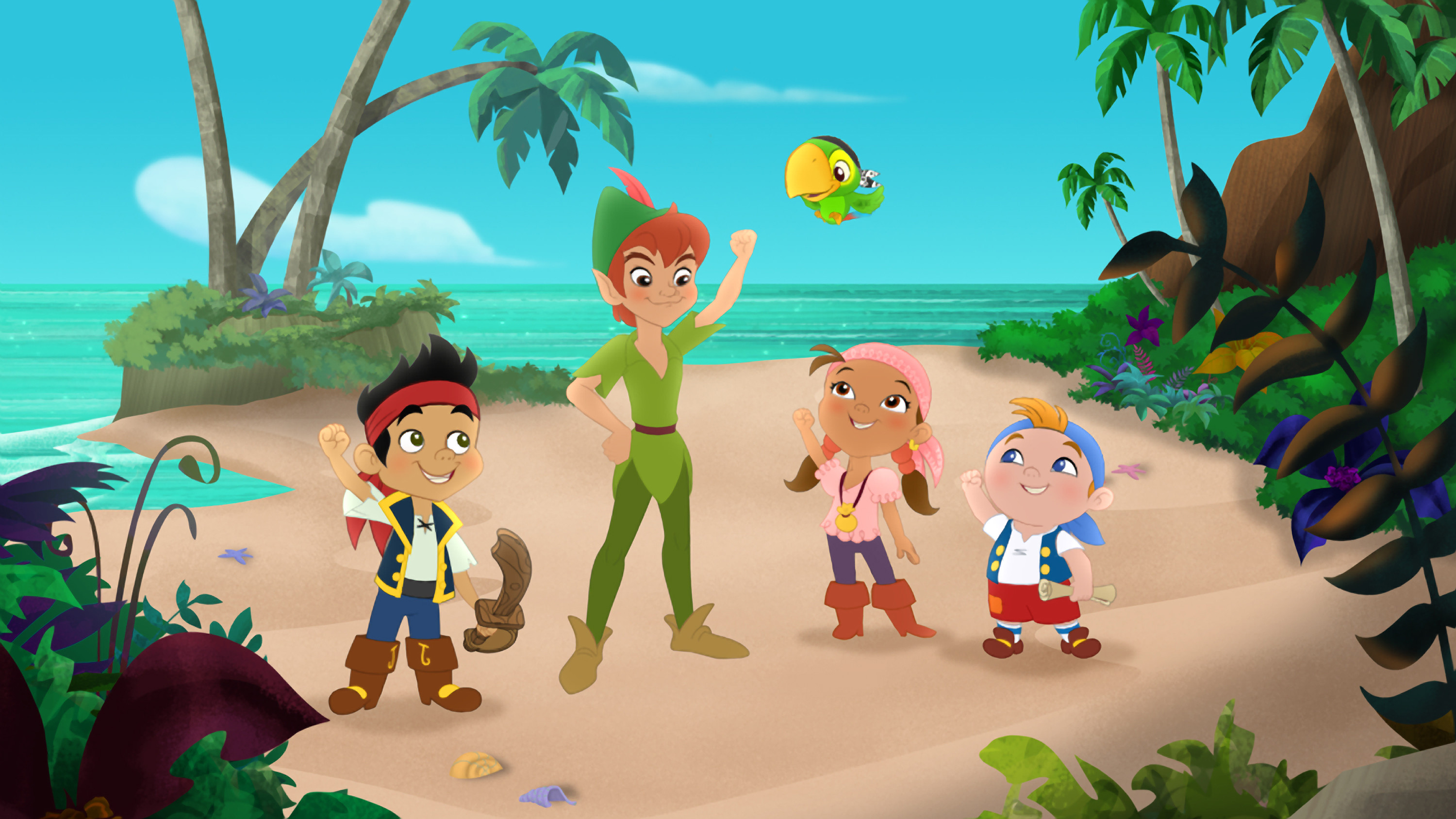 Jake e i pirati dell'Isola che non c'è, Peter Pan, Spiaggia, Disney Junior, sfondo widescreen 2K