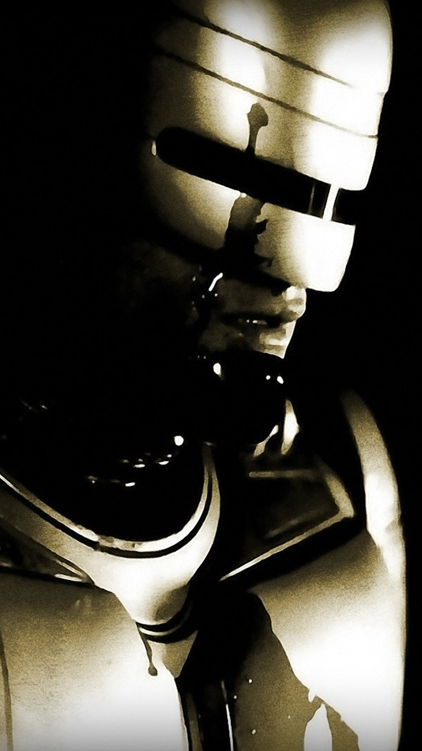 RoboCop, Casco, Cyborg, Bianco e nero, sfondo Android