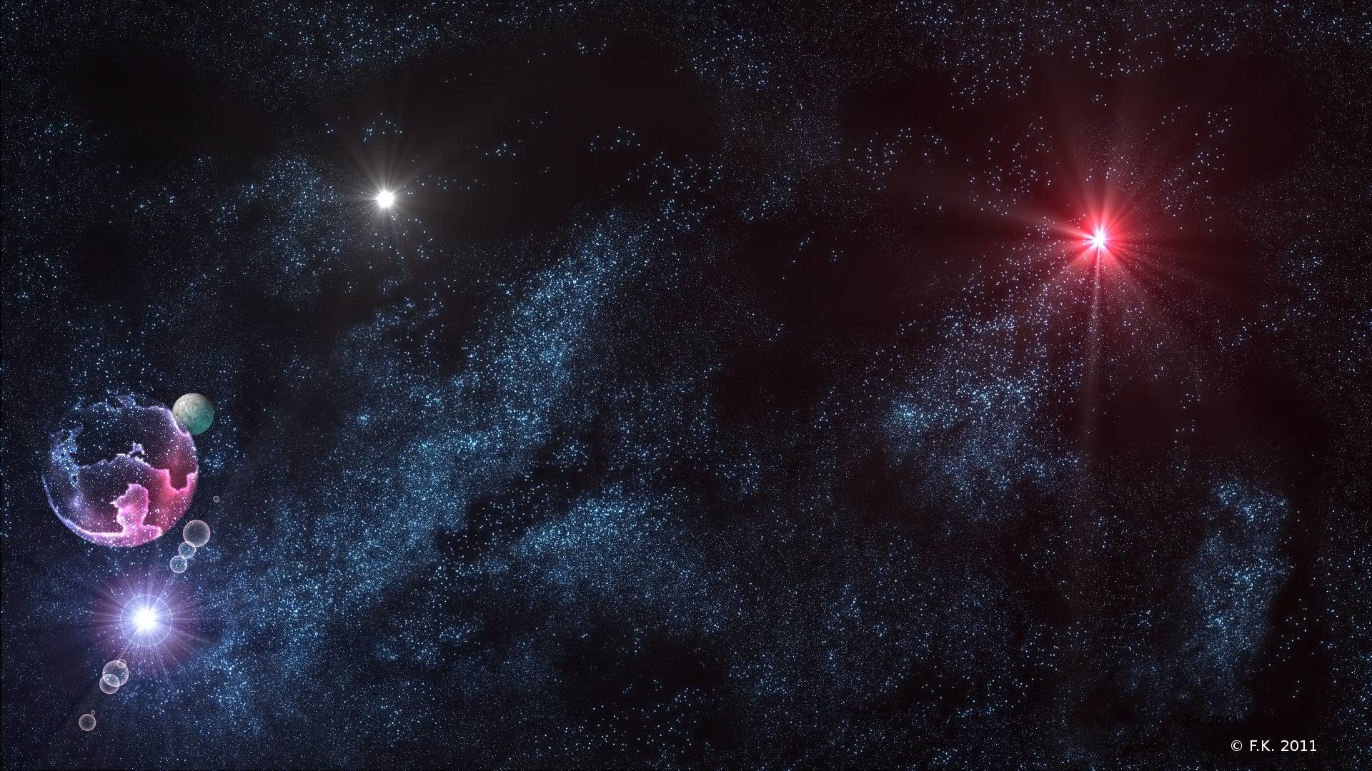 Stelle, Pianeti, Spazio profondo, Arte digitale, Full HD, sfondo per PC