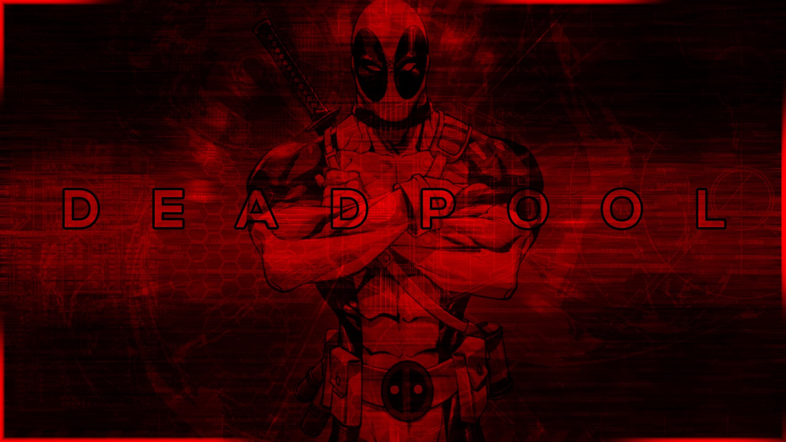 Deadpool, Logo, Braccia incrociate, Rosso, 2K 1440p, sfondo desktop
